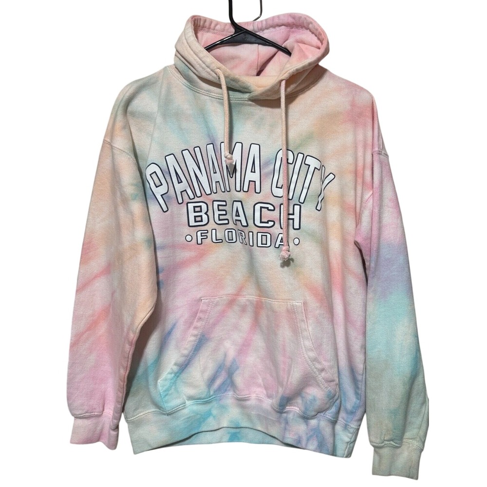 Dreamsicle Panama City Beach Florida Tie Dye Hoodie Pastel Pink Blue‎ Medium